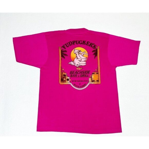 Vintage Fudpuckers T-Shirt Large Pink Bar and Grill Florida Beach - Picture 3 of 10